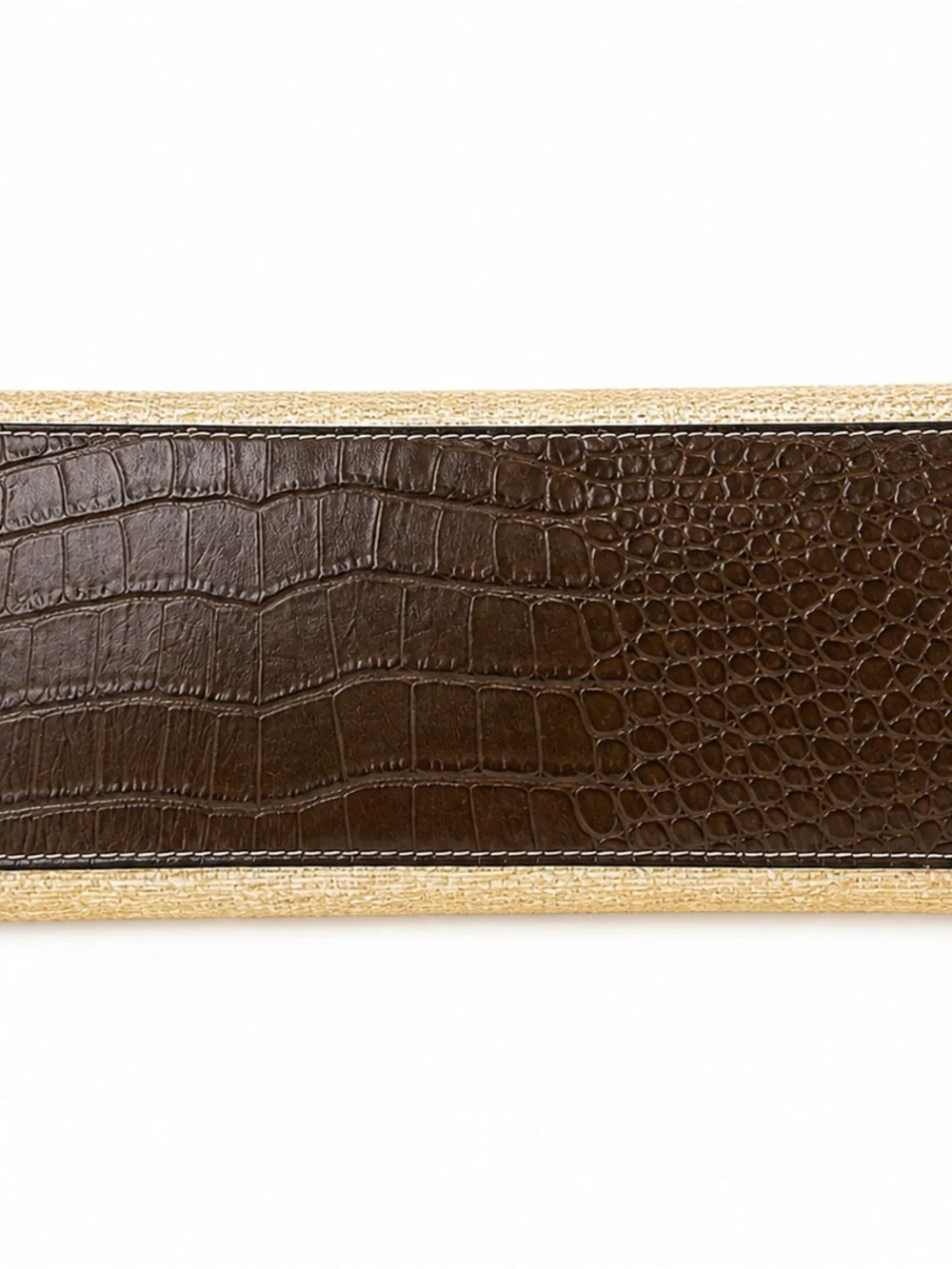 Tommy Hilfiger Straw Tote Brown Croc Embossed Leather Trim Shoulder Bag - Picture 5 of 12